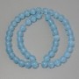 Cat's Eye Blue Beads, Synthetic Stone, Smooth Round Beads, 8 mm Diameter, on Thread, Length 37 cm