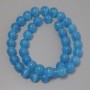 Blue Cat's Eye Beads, smooth round beads of synthetic stone, diameter 9.5 mm ± on a thread, length 37 cm ±