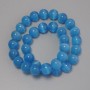 Blue Cat's Eye Beads, Synthetic Stone, Smooth Round Beads, 11.5 mm Diameter, on Beading Thread, Length 37 cm