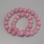 Pink Cat's Eye Beads, Synthetic Stone, Smooth Round Beads, 12 mm Diameter, On Beading Thread, About 37 cm Long