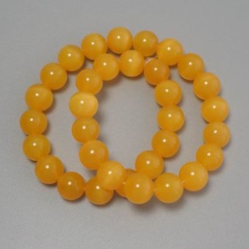 Orange Cat's Eye Beads, synthetic stone, smooth spheres, diameter 11.5 mm, on thread, length 37 cm+