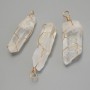 Pendant with Mountain Crystal in Golden Wrap, Assortment Sizes 17-20×54-63 mm ± Gold-Tone Metal