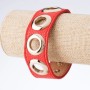 SALE! Tin Tin bracelet rivet eco-leather with button closures, pink, gold-tone metal, width 2.5 cm, length 18-23 cm