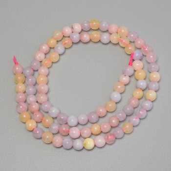 Morganite Beads, Smooth Round Ball, 4–5 mm, on Thread, 38 cm Long