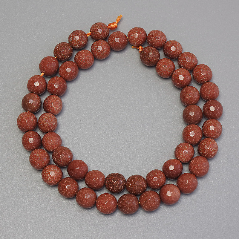 Aventurine Beads 'Golden Sand' Faceted Bead, diameter 8mm ± on a thread, length 38cm+
