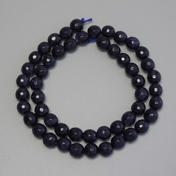 Aventurine Beads 'Night of Cairo' Faceted Bead, 7mm diameter ± on a thread, length 37 cm+