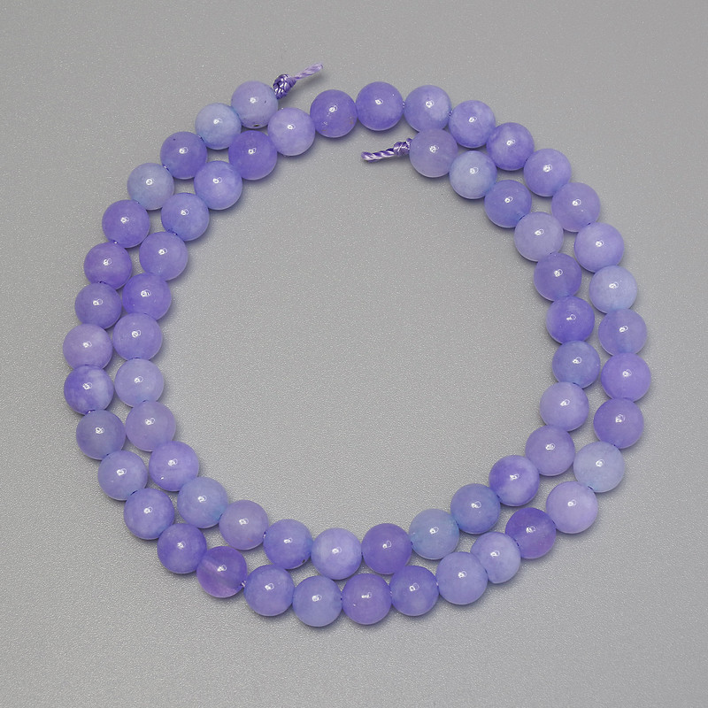 Aquamarine beads, smooth round balls, 6 mm diameter ± on thread, length 39 cm+