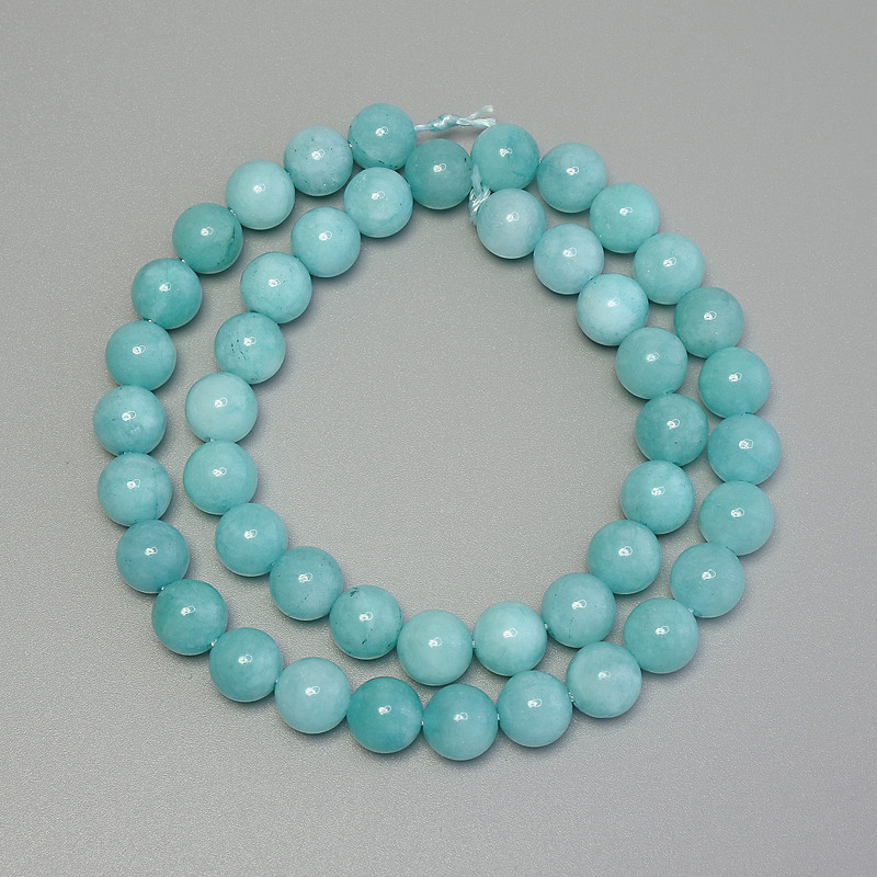 Aquamarine Beads, Smooth Round Beads, Diameter 8.5 mm, On Thread, Length 38 cm