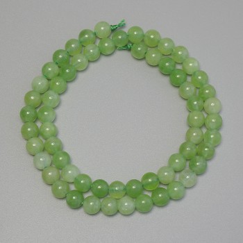 Chrysolite Olivine Smooth Bead, 6mm diameter ± on thread, length 37cm+