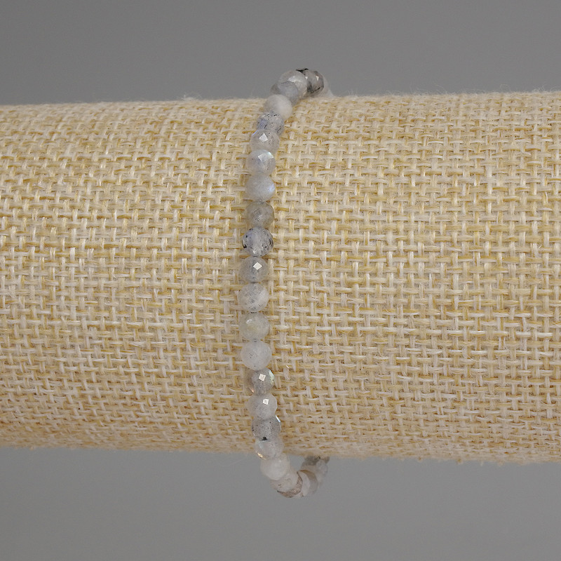 Labradorite Faceted Bead Bracelet, 4 mm Diameter, 18 mm Length, Stretch
