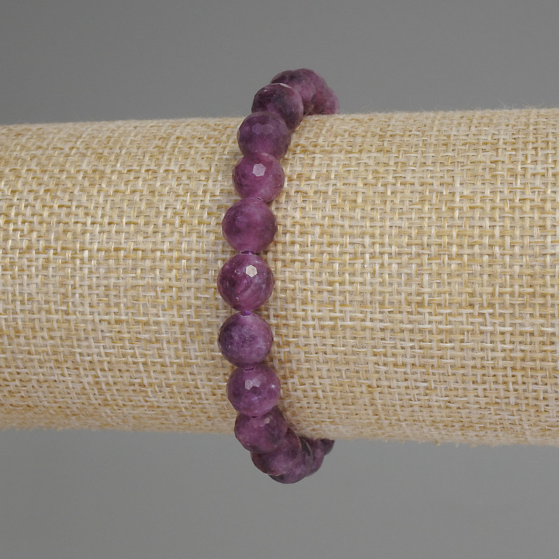 Tourmaline Bracelet with Faceted Beads, 8 mm Diameter, 18 mm Length, Stretch