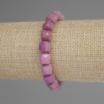 Phosphosiderite bracelet with faceted cube beads, diameter about 9 mm, length about 18 mm, on an elastic stretch band