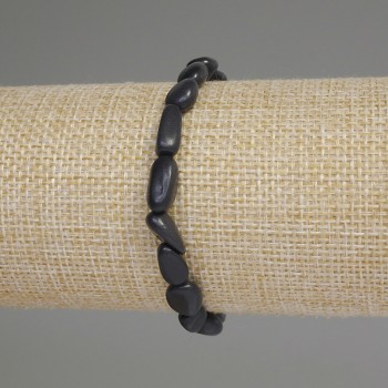 Faceted Shungite Bracelet, bead diameter 8–12×7 mm ±, length 18 mm ±, elastic