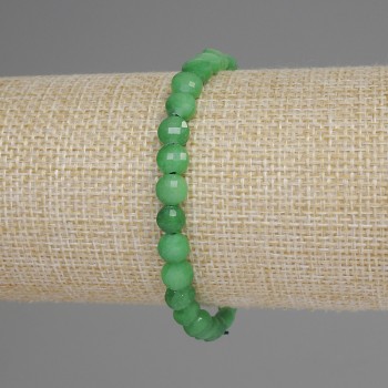 Chrysoprase Bracelet with Faceted Coin, 6mm Diameter ±, 18mm Length ±, Stretch