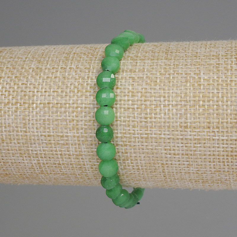 Chrysoprase Bracelet with Faceted Coin, 6mm Diameter ±, 18mm Length ±, Stretch