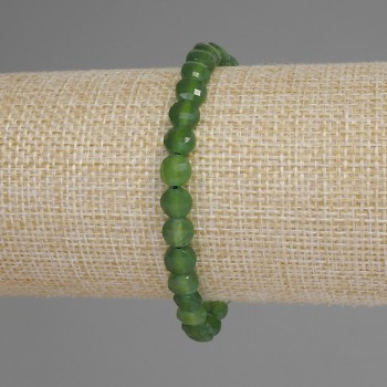 Chrysoprase bracelet with faceted coin beads, 6 mm diameter, 18 mm length, stretch