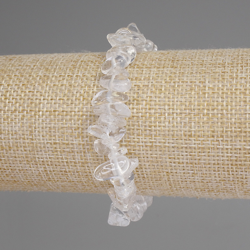 Bracelet Rock Crystal Chips 7-11×4-6 mm ±, length 18 mm ±, stretch