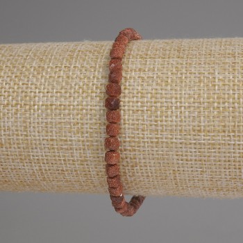 Aventurine Bracelet 'Golden Sand' Faceted Cubes, 4mm diameter, 18mm length, stretch