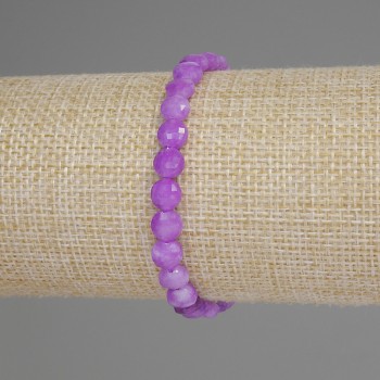 Lavender Amethyst Faceted Coin Bracelet, 6 mm diameter, 18 mm length, stretch base