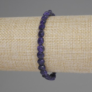 Sugilite Bracelet — Faceted Coin Beads, 6 mm Diameter, 18 mm Length, Stretch
