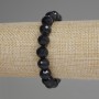 Black Tourmaline Bracelet with Faceted 10mm Beads, Stretch, Length 18mm