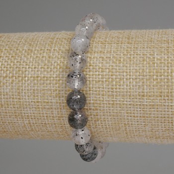 Bracelet Quartz Herkimer Diamond Quartz, smooth bead 8 mm ±, length 18 mm ± stretch