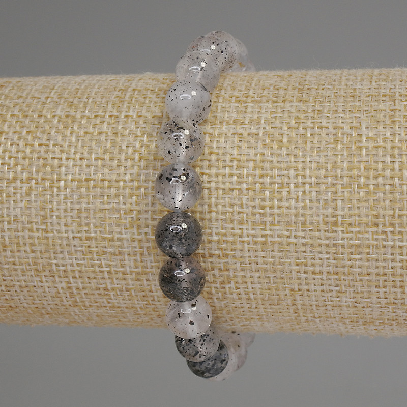 Bracelet Quartz Herkimer Diamond Quartz, smooth bead 8 mm ±, length 18 mm ± stretch