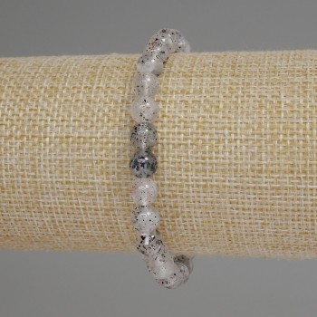 Herkimer Diamond Quartz Bracelet - Smooth Beads 6mm +/-, Length 18mm +/- Elastic