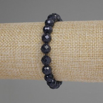 Aventurine Night of Cairo bracelet with a faceted bead, 8 mm diameter, 18 mm length, stretch