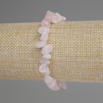 Pink Quartz Chip Bracelet, diameter 6-9×3-5 mm +/-, length 18 mm +/-, elastic
