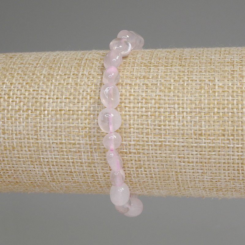 Bracelet Pink Quartz Faceted, diameter 5-8x6 mm, length 18 mm, stretch