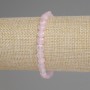 Bracelet Pink Quartz Faceted Coin Beads, 6 mm Diameter, 18 mm Length, Elastic