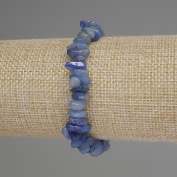 Blue Aventurine Chip Bracelet, diameter 5-8×3-5 mm, stretched length 18 mm