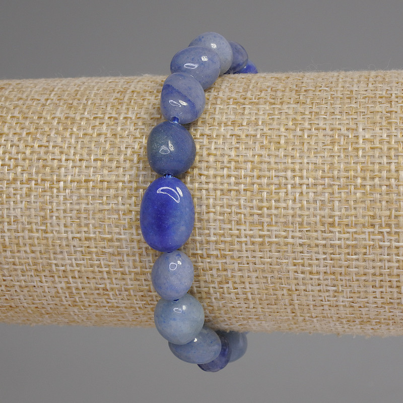 Blue Aventurine Faceted Bracelet, diameter 10×9 mm ±, length 18 mm ± elastic