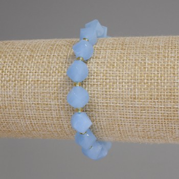 Bracelet with Faceted Aquamarine Rhombus Beads, diameter 10×9 mm ±, seed beads 3 mm ±, length 18 mm ±, stretch