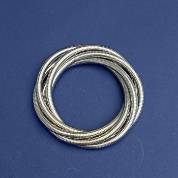 Stretchy flexible silvery metal bracelet
