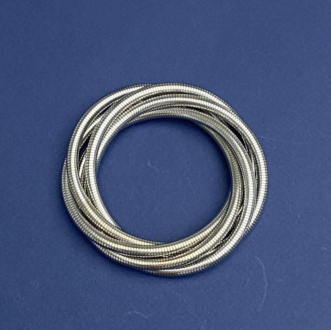 Stretchy flexible silvery metal bracelet