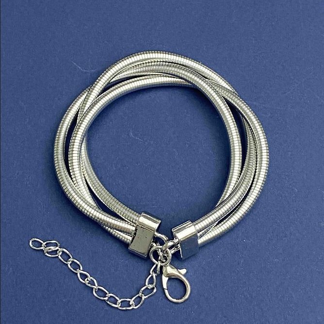 Three-Strand Bracelet in Silver-Tone Metal with Extender Chain