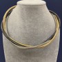 Triple Necklace-Choker in Silver, Gold, and Gray Metal