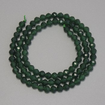 Chrysoprase Beads, Faceted Ball, 4 mm Diameter, 38 cm Length on Thread