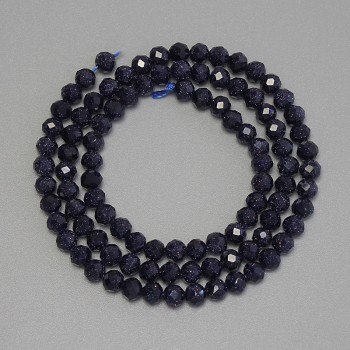 Aventurine Beads 'Night of Cairo' Faceted Balls, 4 mm diameter, 37 cm length on thread