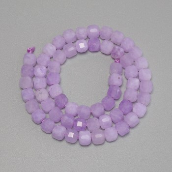Lavender Amethyst Beads - Faceted Cube, 5×5 mm, 30 cm length on thread