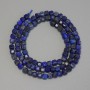 Lapis Lazuli Beads, Faceted Cube, 4 mm diameter, 39 cm length on thread