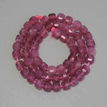 Faceted Tourmaline Beads, Cube-Shaped, 5×5 mm, 32 cm Length on a Thread