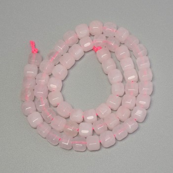 Rose Quartz Beads, Faceted Cube, 5x5 mm diameter, 38 cm length on thread