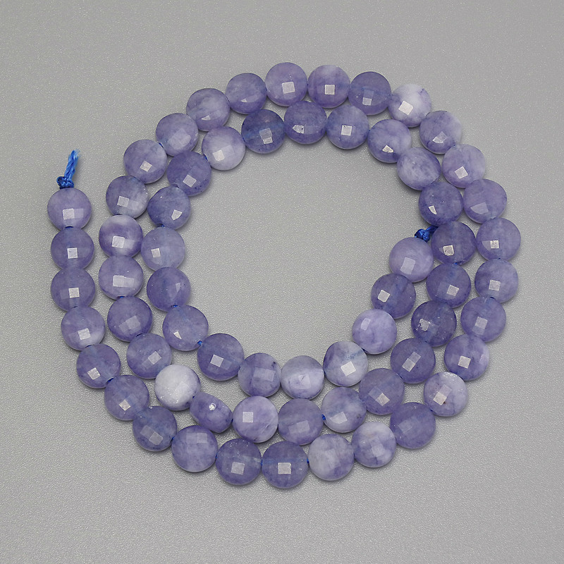 Aquamarine Beads, Faceted Coin-Shaped, 6.5 mm, 38 cm on Thread