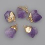 Amethyst Pendant 16-20x13-18mm+-, length 21-25mm+- (assorted sizes) golden metal