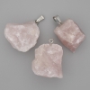 Pink Quartz Pendant, Raw Stone 20-35×20-25 mm ±, length 31-44 mm ± (assorted sizes)