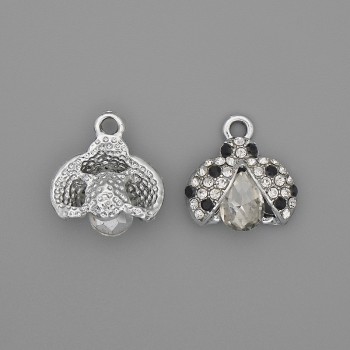 Pendant 'Sunshine' with crystals, silver-colored metal, diameter 15.5×15×5 mm ±, pack of 2 pcs