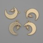 Moon and Star Pendant in Golden Metal, 16 mm diameter, 18 mm length, pack of 4
